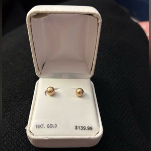 New 10KT Yellow Gold Ball Bead Pierced Earrings